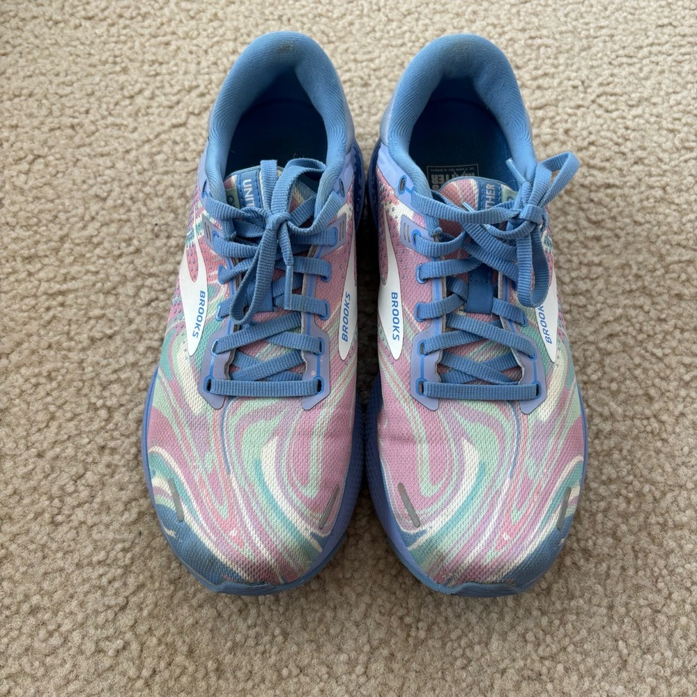 Brooks Women's Adrenaline GTS 22 Running Shoes Pastel Swirl (Pink/Blue) Size 9.5 - Picture 2 of 8